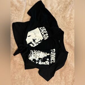 Black Graphic Tie-Front Top